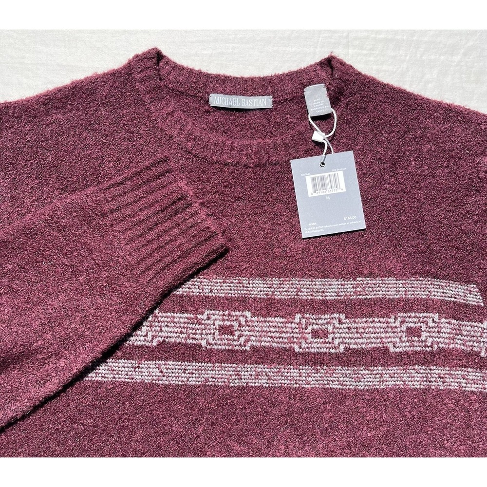 Michael Bastian Maroon Acrylic Wool Sweater M Soft New With Tags NWT Burgundy